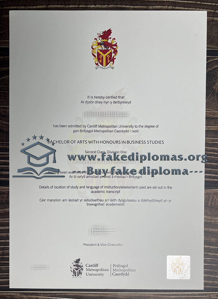 Buy Cardiff Metropolitan University fake diploma.