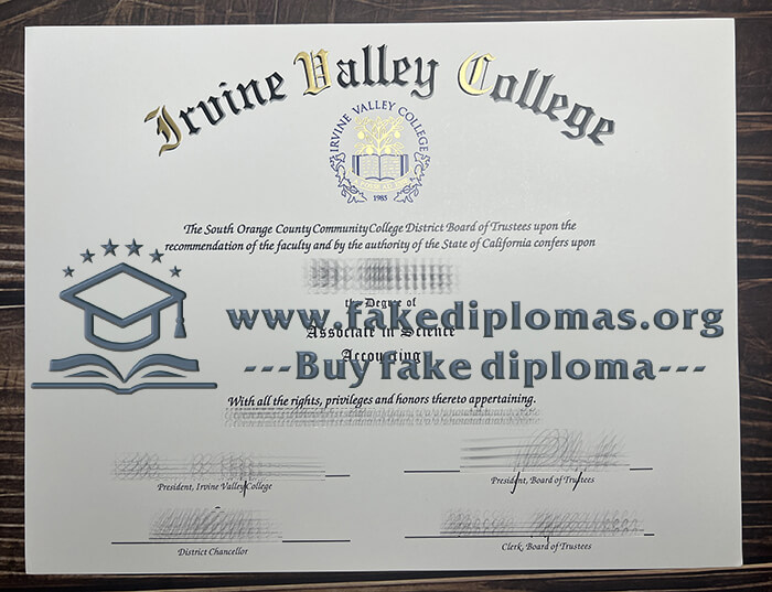 Buy Irvine Valley College fake diploma, Fake IVC degree.