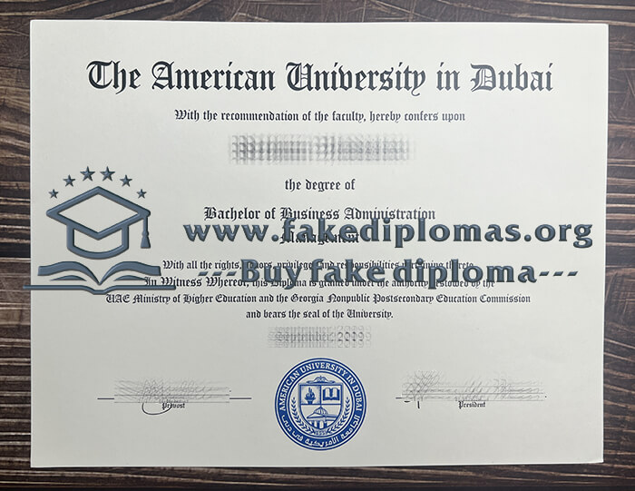 Fake American University in Dubai diploma, Make AUD certificate.