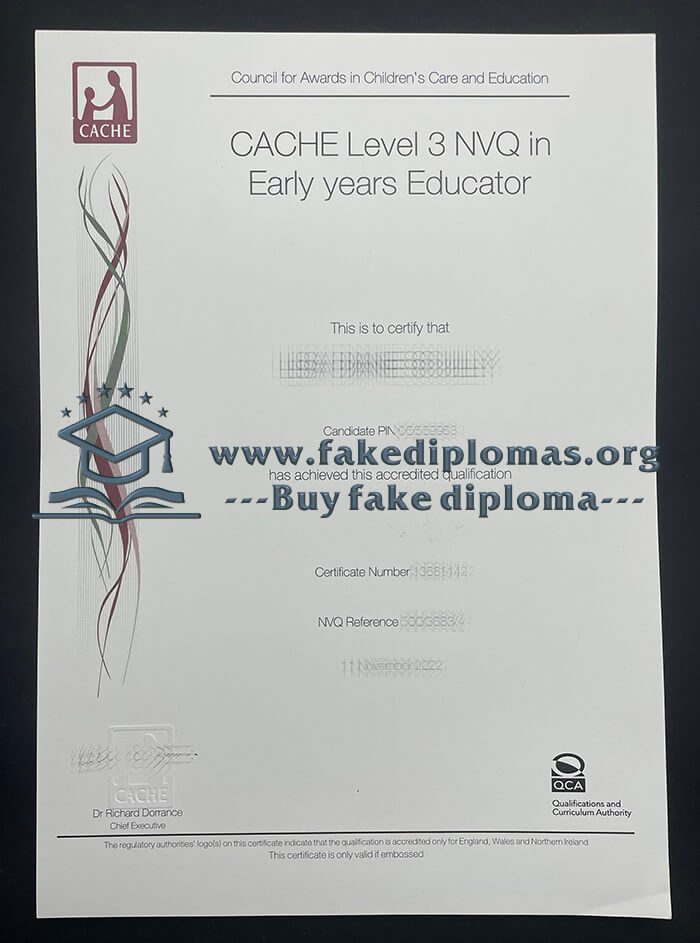 Buy CACHE Level 3 NVQ fake certificate.