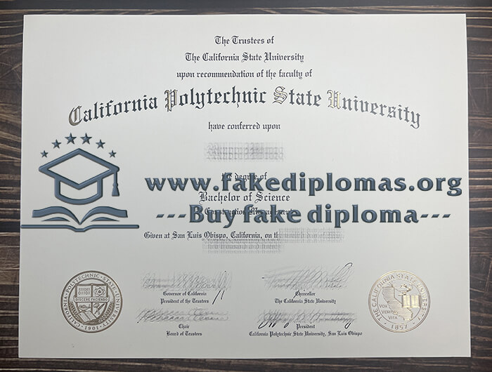 Buy California Polytechnic State University fake diploma, Fake California Polytechnic State University degree.