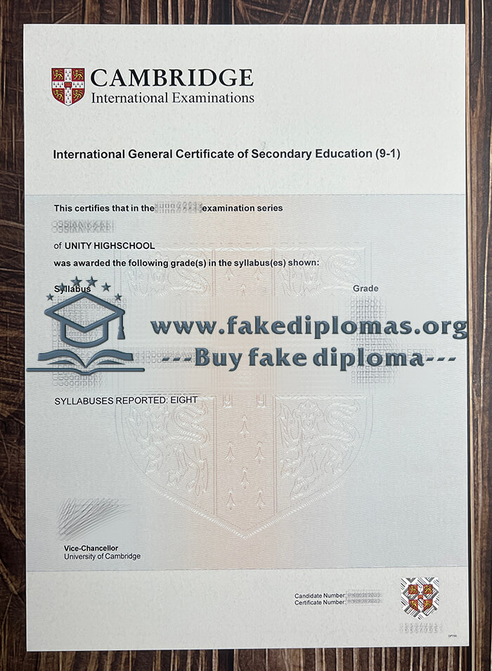 Buy Cambridge Assessment International Education fake diploma.