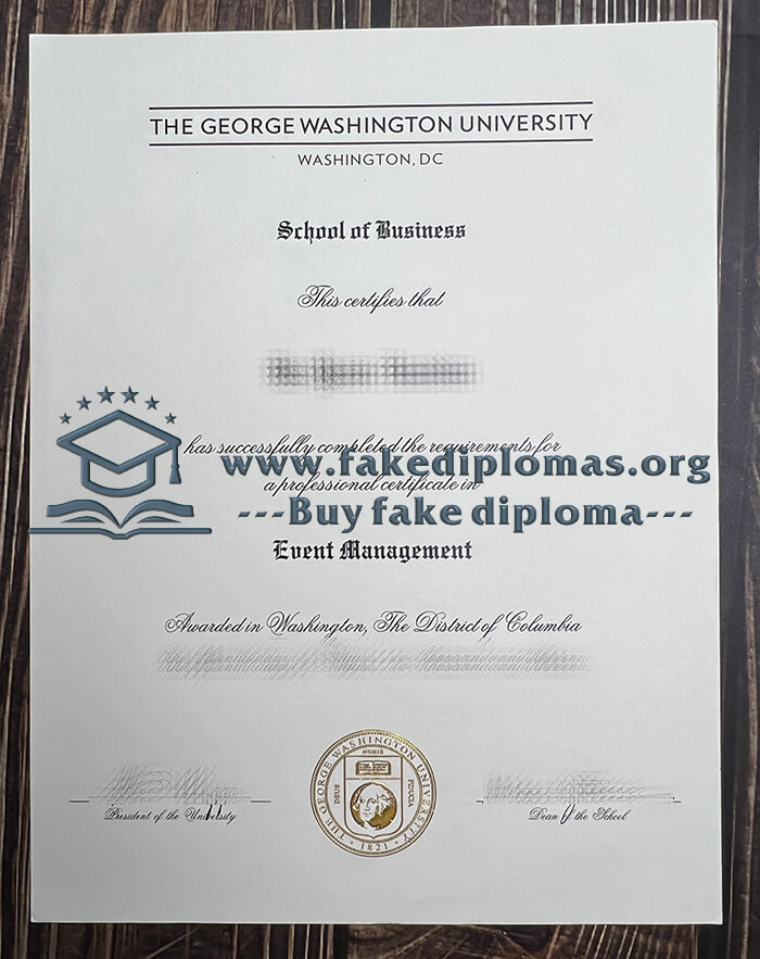 Buy George Washington University fake diploma, Fake GWU degree.