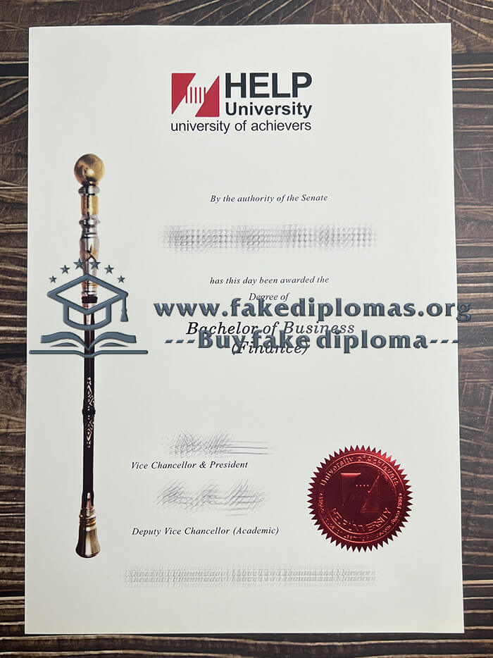 Buy Help University fake diploma, Fake Help University certificate.