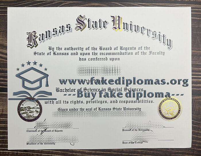 Buy Kansas State University fake diploma, Fake KSU certificate.
