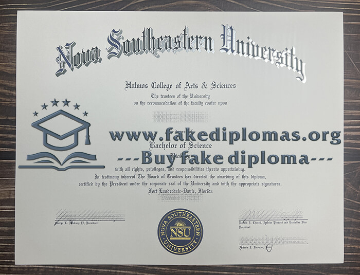 Get Nova Southeastern University fake diploma, Fake NSU degree, Make NSU certificate.
