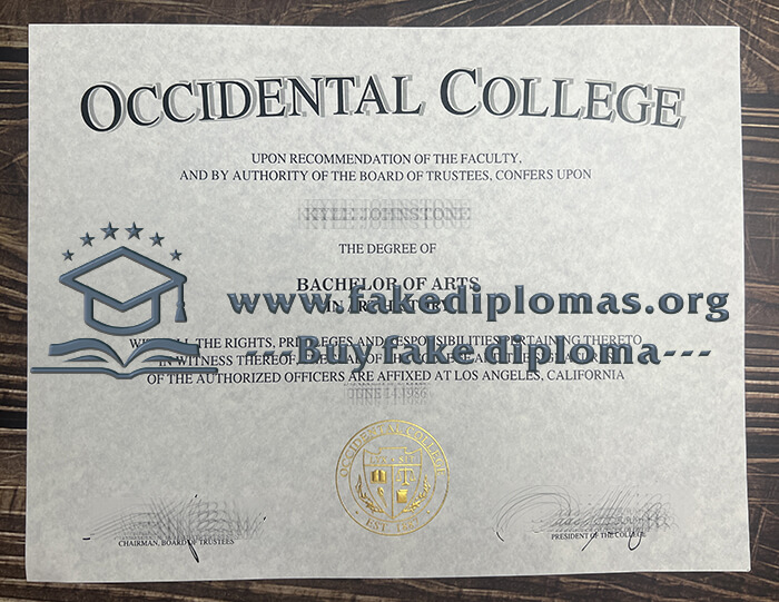 Buy Occidental College fake diploma, Fake Oxy certificate.