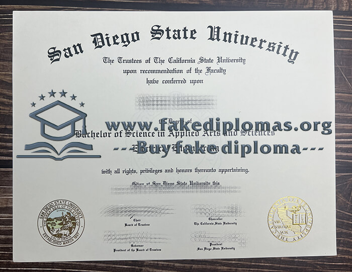 Buy San Diego State University fake diploma, Fake SDSU certificate.
