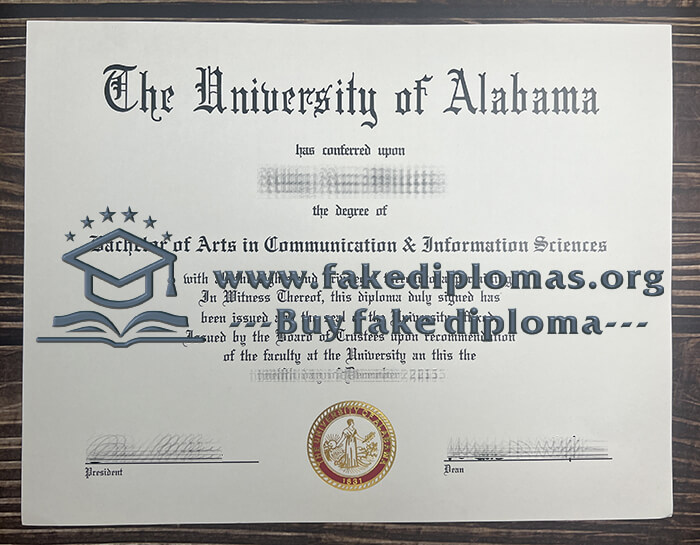Buy University of Alabama fake diploma, Make UA certificate.