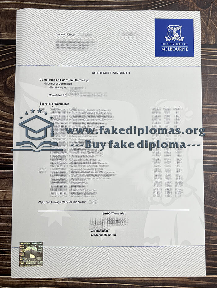 Buy University of Melbourne fake transcript, Fake University of Melbourne degree.