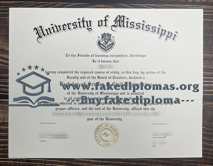 Buy University of Mississippi fake diploma, Fake University of Mississippi degree.