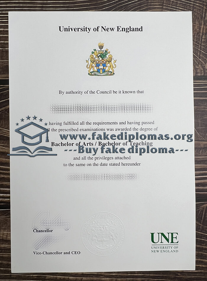 Buy University of New England fake diploma, Fake UNE degree.