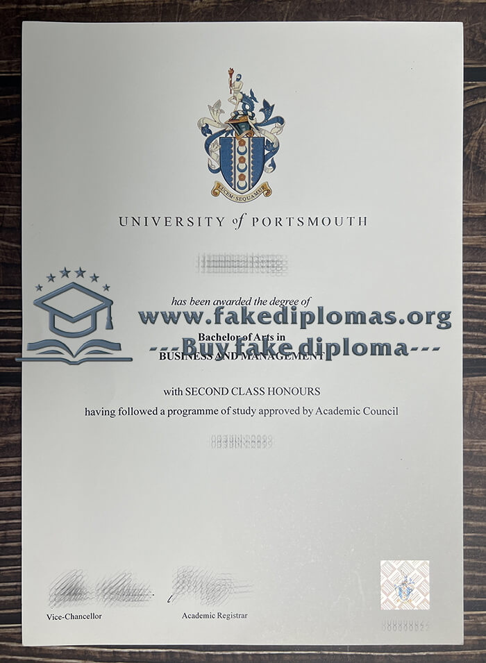 Buy University of Portsmouth fake diploma, Fake UoP degree online.