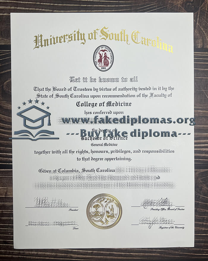 Buy University of South Carolina fake diploma, Fake USC certificate.