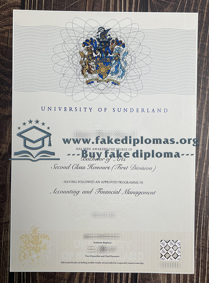 Buy University of Sunderland fake diploma, Fake University of Sunderland degree.