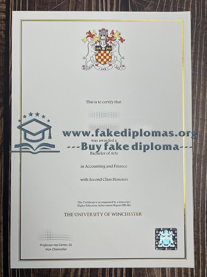Buy University of Winchester fake diploma, Fake University of Winchester degree.