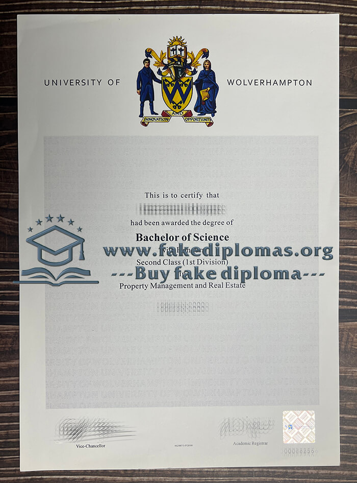 Fake University of Wolverhampton diploma.