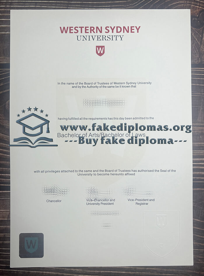 Buy Western Sydney University fake diploma, Fake Western Sydney University degree.