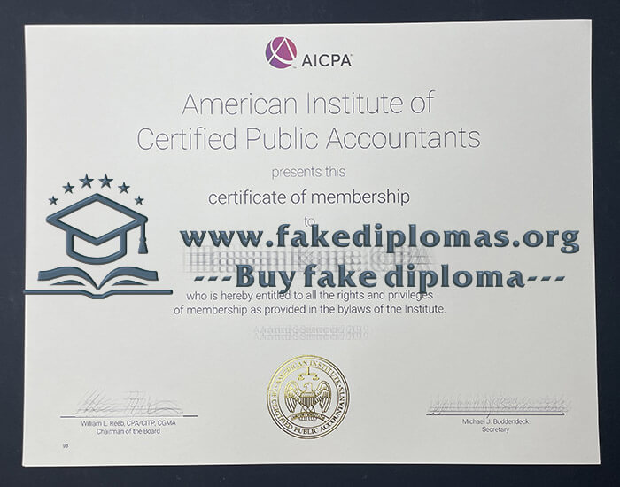 Buy AICPA fake diploma, Fake AICPA certificate online.