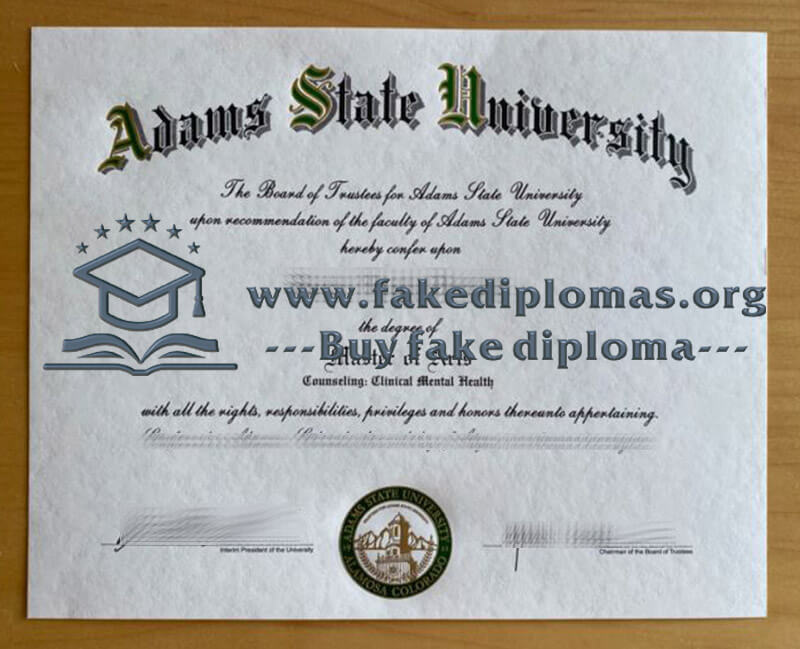 Buy Adams State University fake diploma, Make Adams State University certificate.