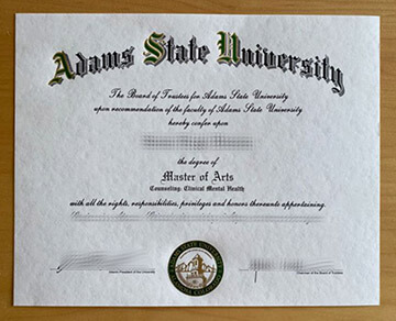 Order Adams State University fake diploma online, Fake Adams State University certificate.