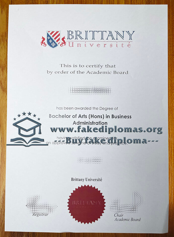 Buy Brittany Université fake diploma, Fake Brittany Université degree.