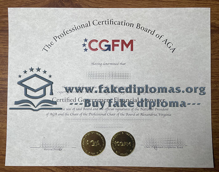 Buy Certified Government Financial Manager fake diploma, Fake CGFM degree certificate.