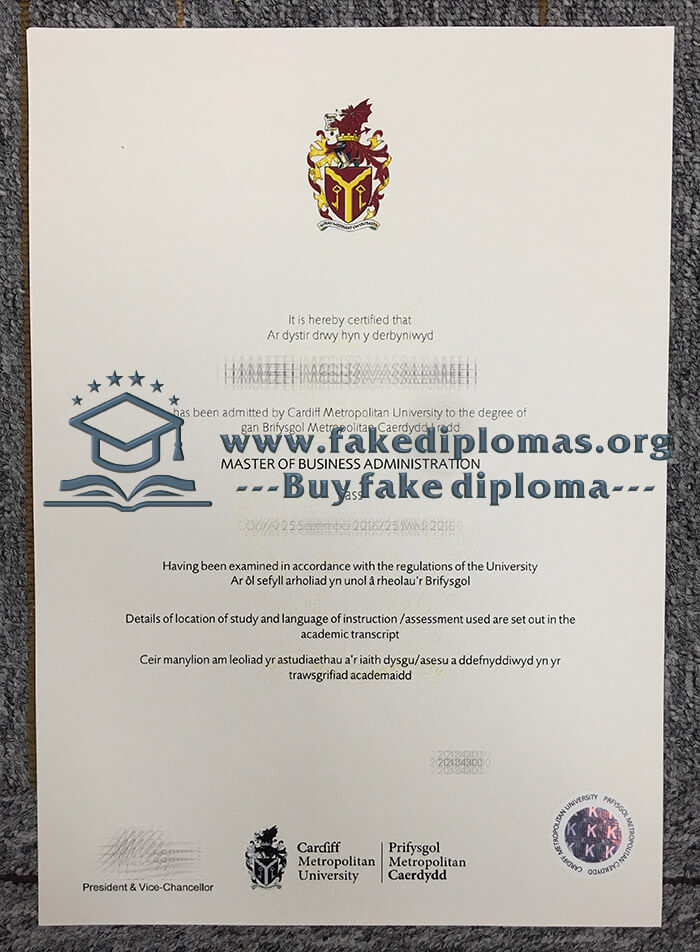 Buy Cardiff Metropolitan University fake diploma, Fake Cardiff Metropolitan University degree.