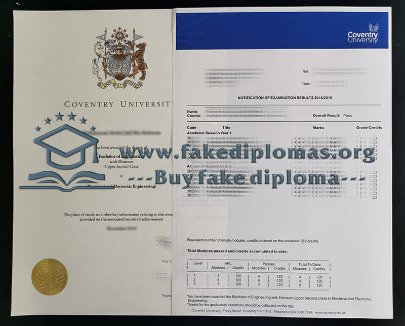 Buy Coventry University fake diploma and transcript.