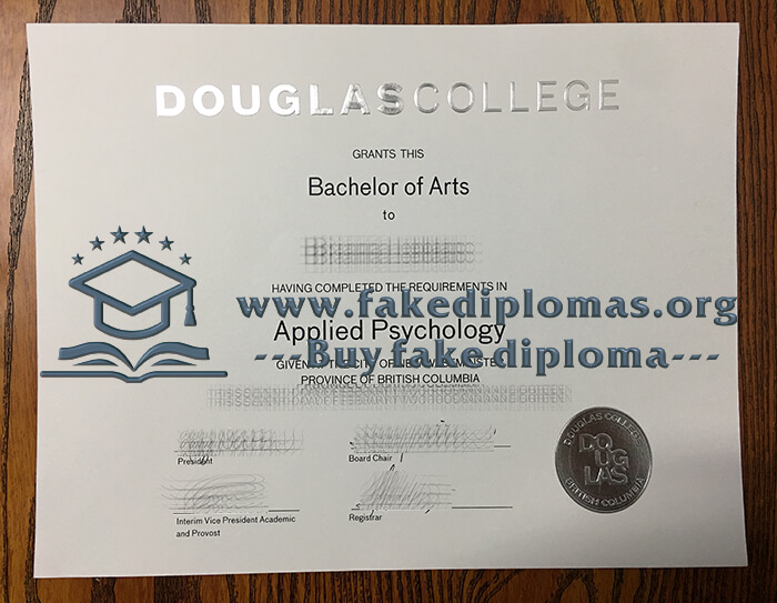 Buy Douglas College fake diploma, Fake Douglas College certificate.