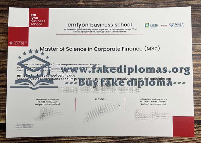 Buy Emlyon Business School fake diploma, Fake Emlyon Business School certificate.