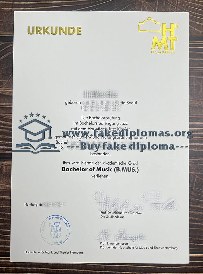 Buy HFMT Hamburg fake diploma, Fake HFMT Hamburg degree.