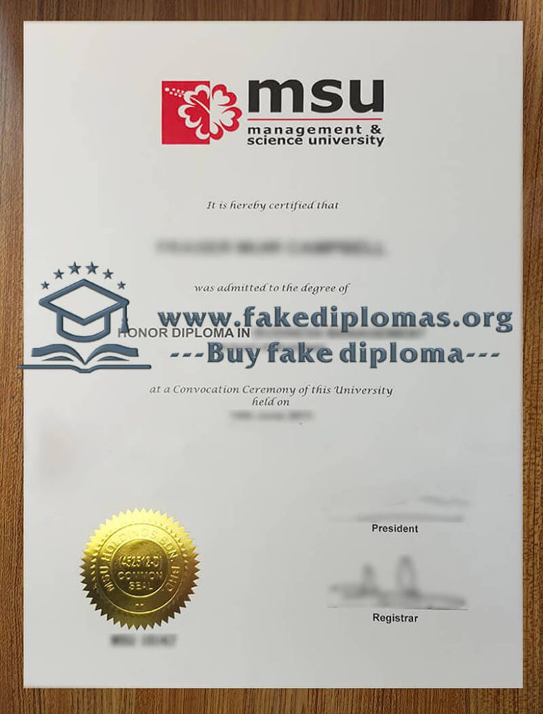 Buy Management Science University fake diploma, Fake MSU degree.