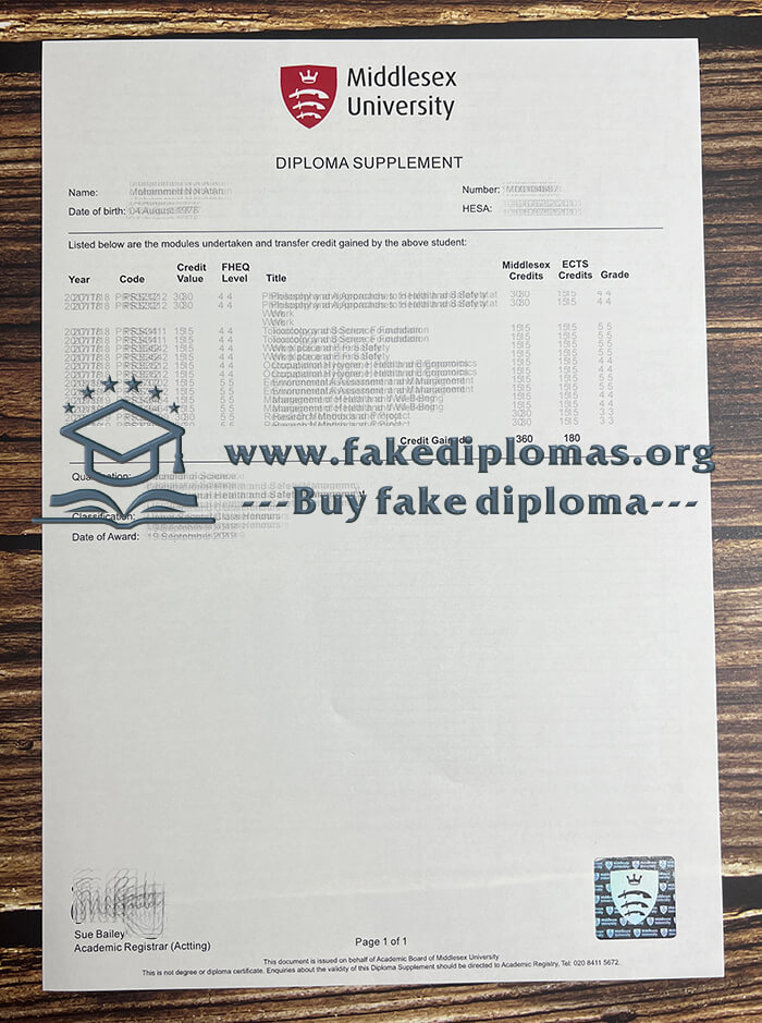 Buy Middlesex University fake diploma online, Fake MDX certificate.