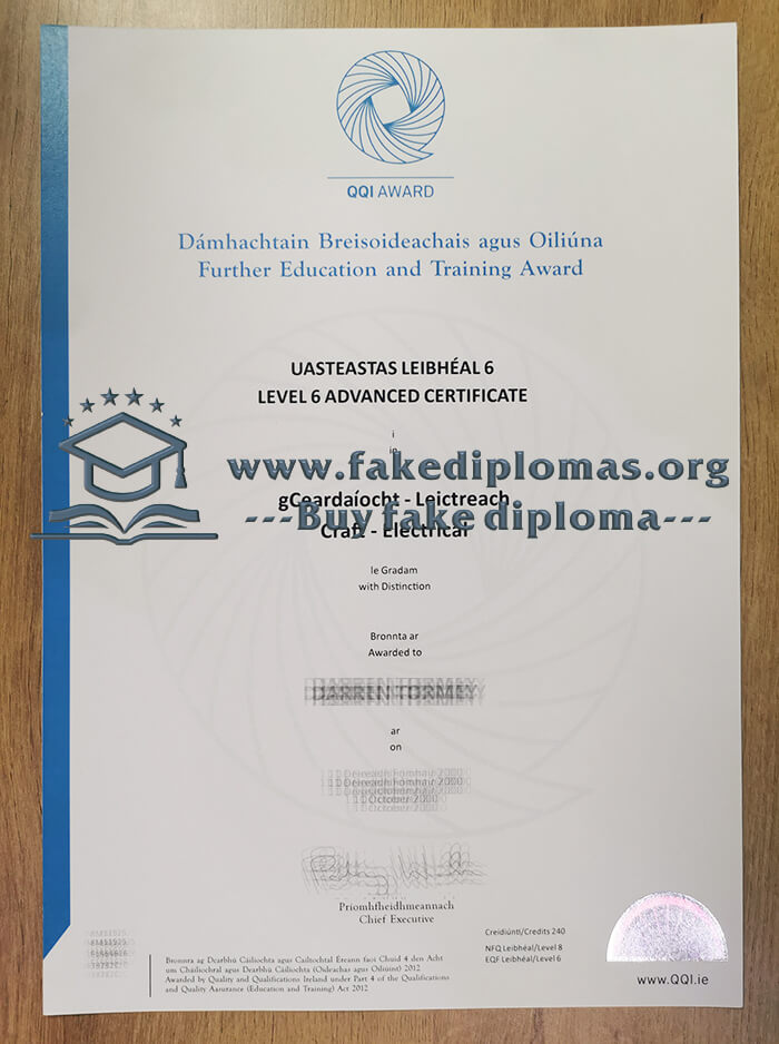 Buy QQI Award fake diploma, Fake QQI Award certificate.