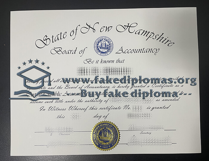 Buy State of New Hampshire CPA fake diploma.