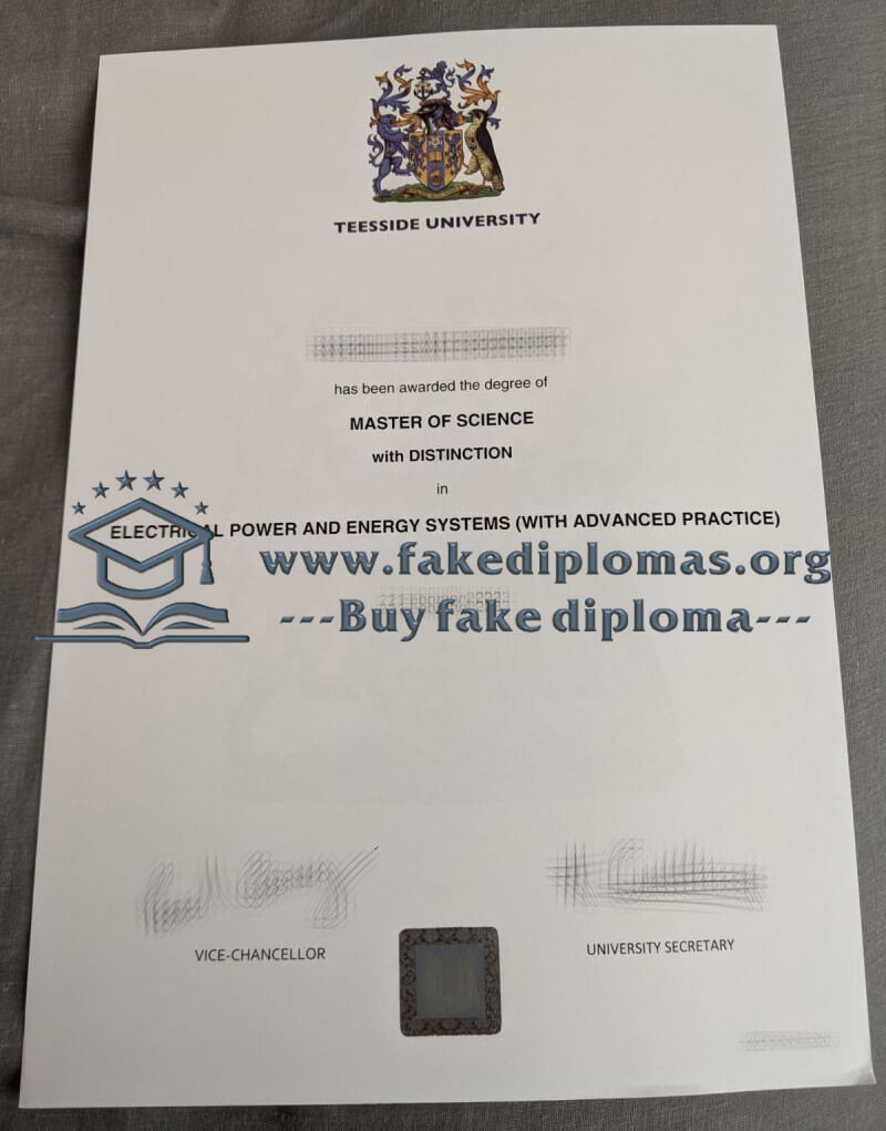 Buy Teesside University fake diploma, Fake Teesside University certificate.