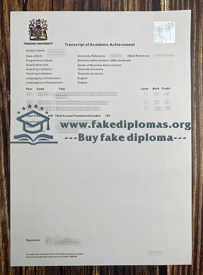 Buy Teesside University fake diploma, Fake Teesside University transcript.