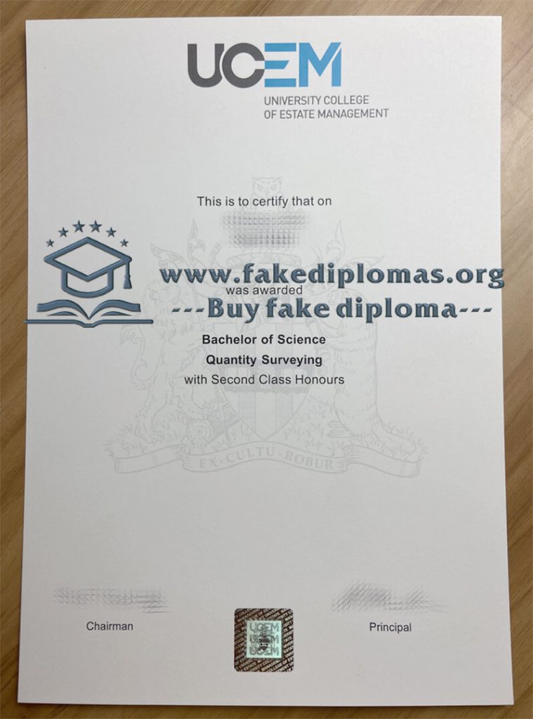 Buy University College of Estate Management fake diploma, Fake UCEM degree.