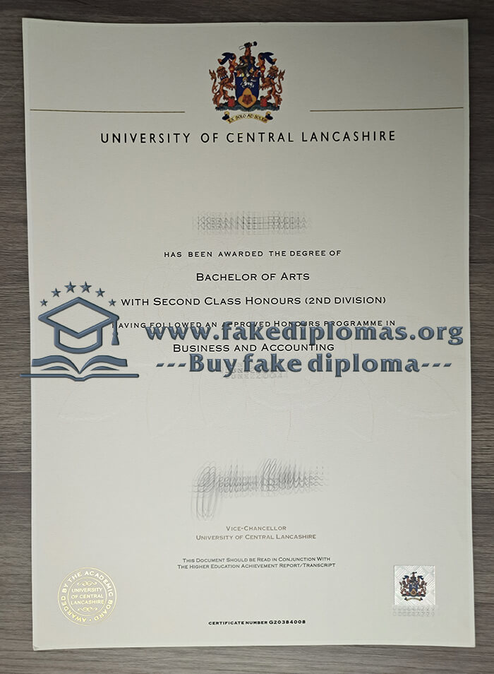 Buy University of Central Lancashire fake diploma, Fake UCLan degree.
