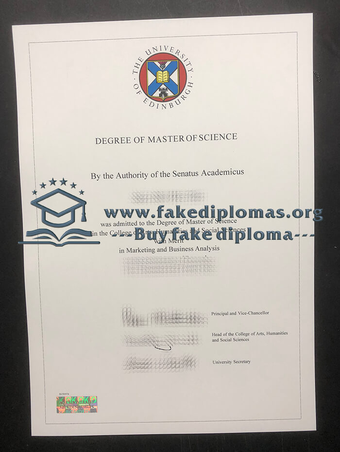 Buy University of Edinburgh fake diploma online.