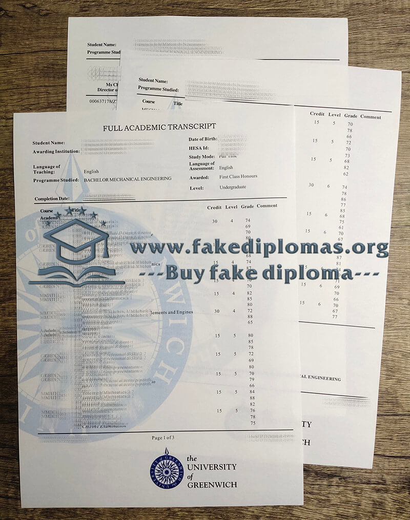 Buy University of Greenwich fake transcript, Fake University of Greenwich diploma.