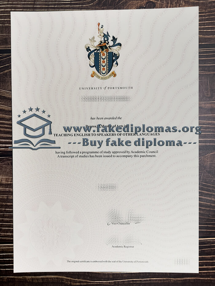 Buy University of Portsmouth fake diploma, Fake UoP degree.
