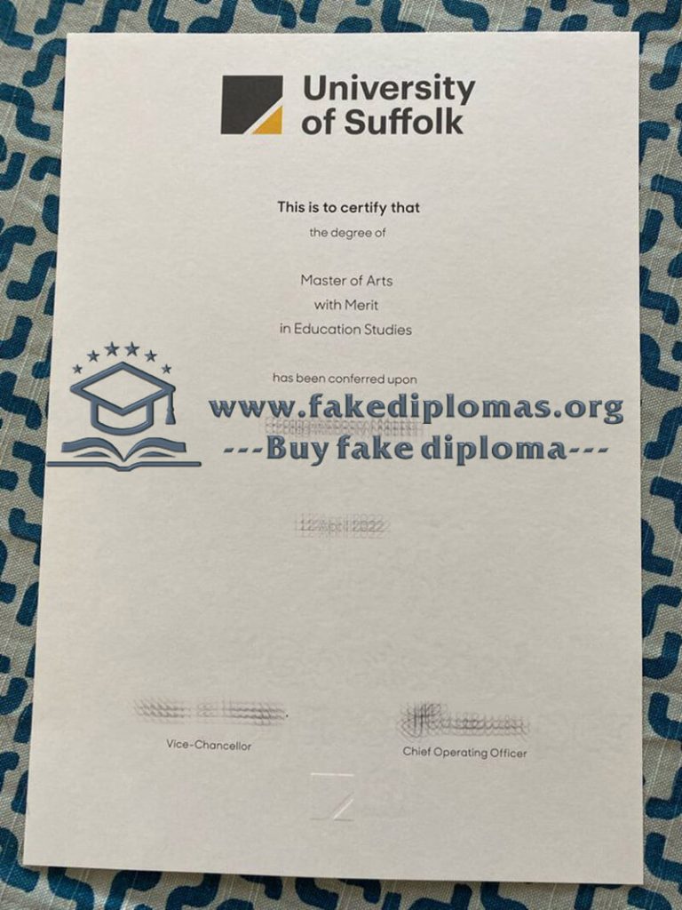 Buy University of Suffolk fake diploma, Fake University of Suffolk certificate.