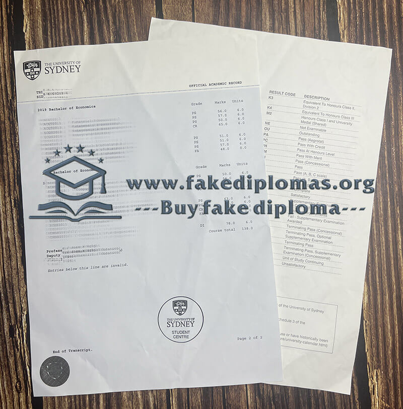 Buy University of Sydney fake diploma, Fake University of Sydney transcript, Fake USYD certificate.