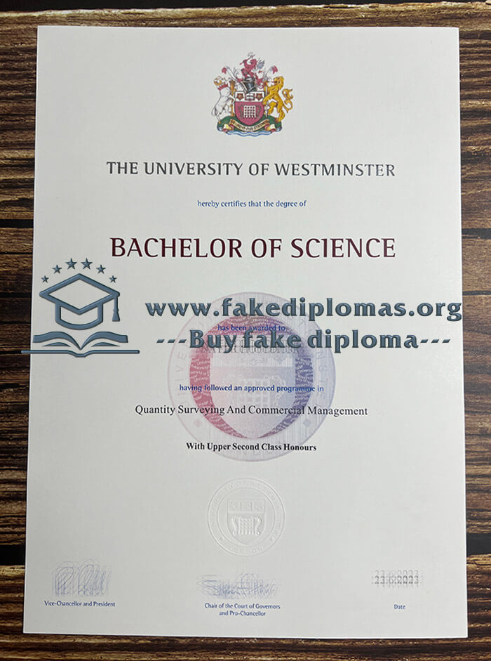 Get University of Westminster fake diploma online.