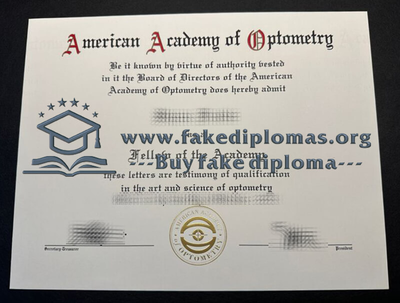 Buy American Academy of Optometry fake diploma, Fake AAO degree.