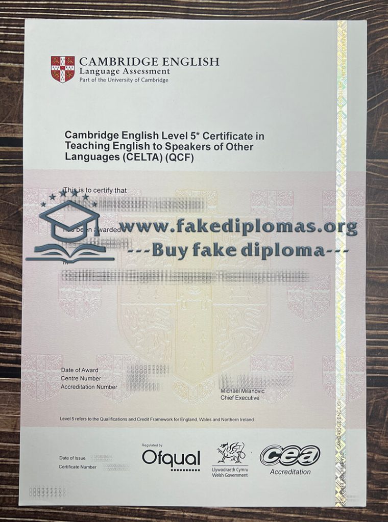 Buy CELTA fake diploma, Fake CELTA certificate.