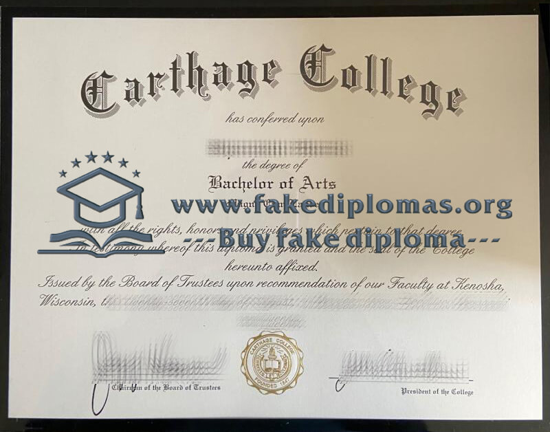 Buy Carthage College fake diploma, Fake Carthage College degree.