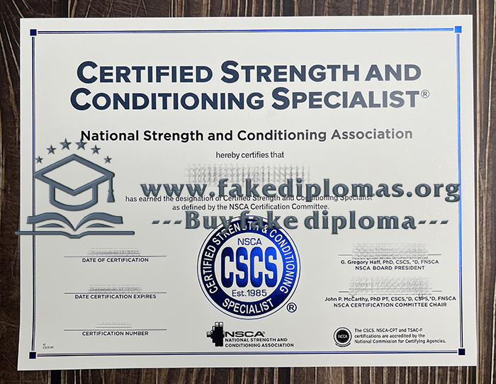 Buy Certified Strength and Conditioning Specialist fake degree, Fake CSCS diploma.